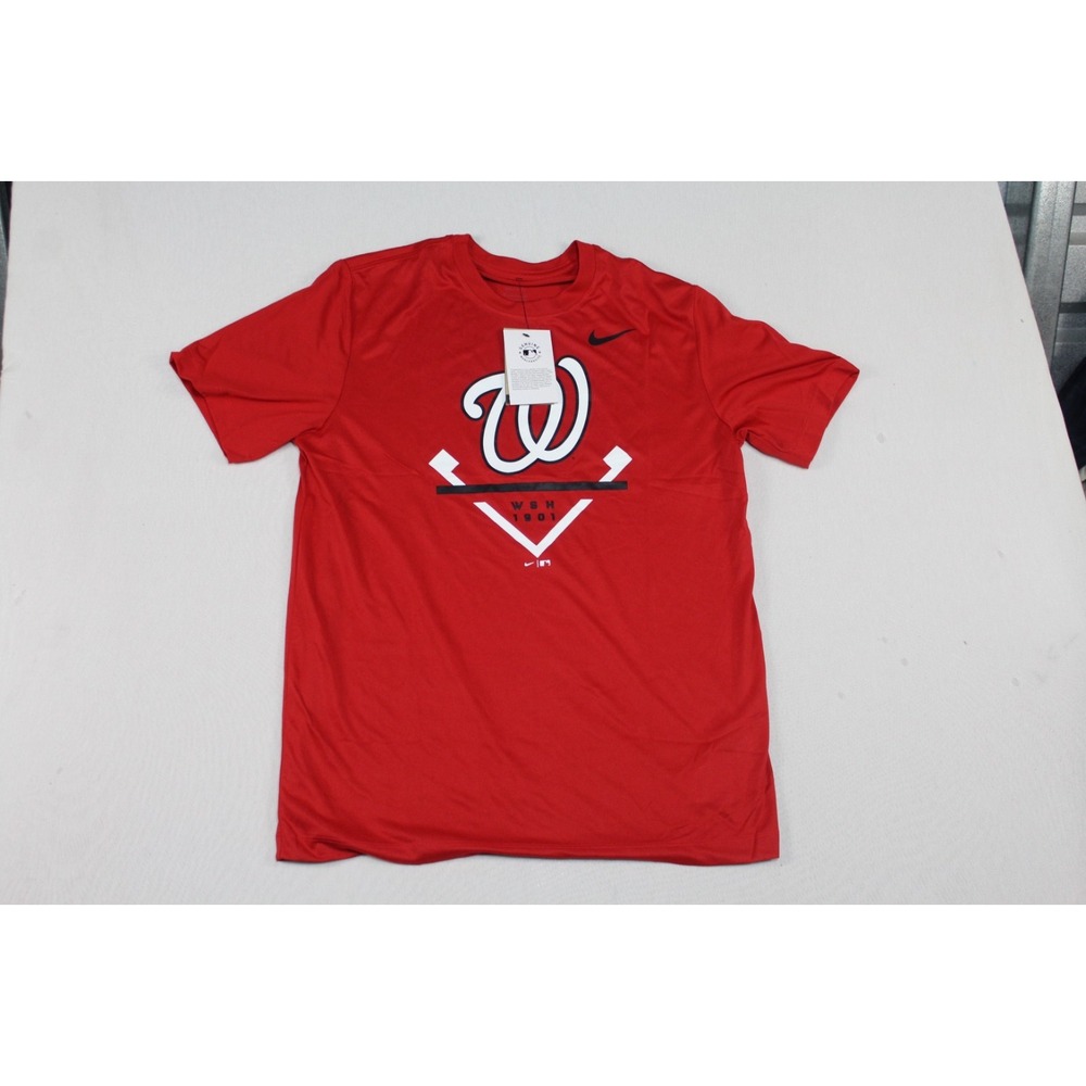 Nike Men Red Shirt Washington Nationals Dri Fit Swoosh Logo Size Medium